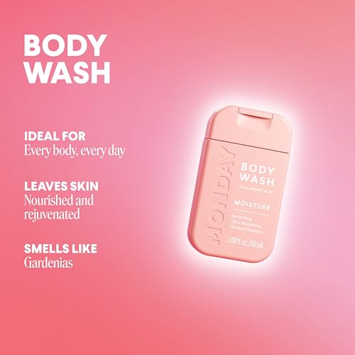 MONDAY Body Wash Moisture Travel Pack -50ML (4 Pack) - Nourishing Ingredients, Shea Butter, Coconut Oil and Grapefruit Extract, Hyrdrate and Replenish Skin