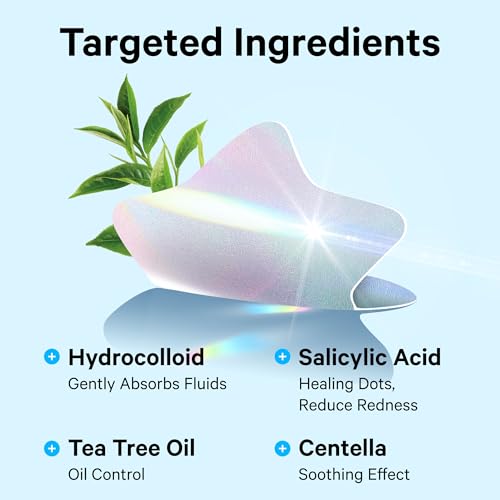 Sosky Hologram Acne Patches, Hydrocolloid Pimple Stickers with Salicylic Acid, 48 Count