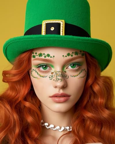 St. Patrick's Day Temporary Tattoos - 18 Waterproof Shamrock Stickers