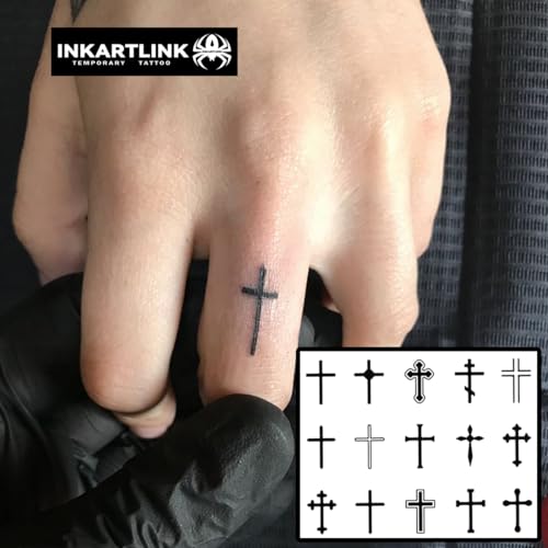 INKARTLINK Semi Permanent Tattoo - Mini Cross Design, Waterproof