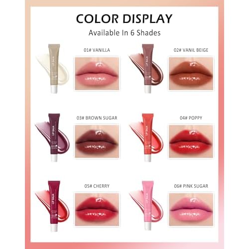 Lip Balm Butter Pink Sugar,Hydrating Tinted Butter Lip Gloss,Clear Lip Mask Lip Moisturizer,Lip Treatment Balm Lipgloss,Non-Sticky Jelly Glow Reviver Fat Lip Oil,Christmas Makeup Gift for Women-06