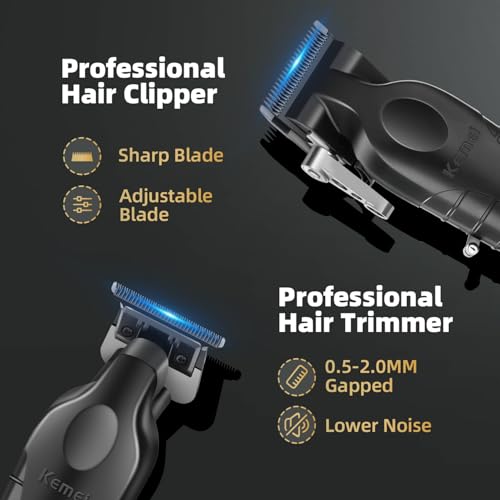 KEMEI Professional Cordless Hair Clipper & Beard Trimmer Set