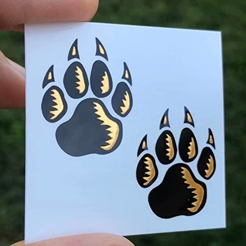 Black & Gold Wolf Paw Print Temporary Tattoos Pack of 20