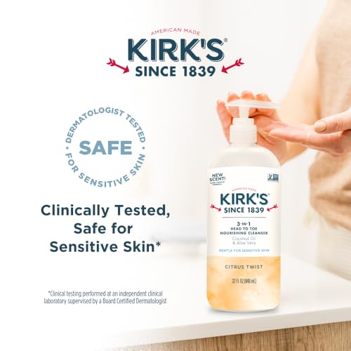Kirk's Citrus Twist 3-in-1 Cleanser - Shampoo, Body Wash & Bubble Bath, 32 oz
