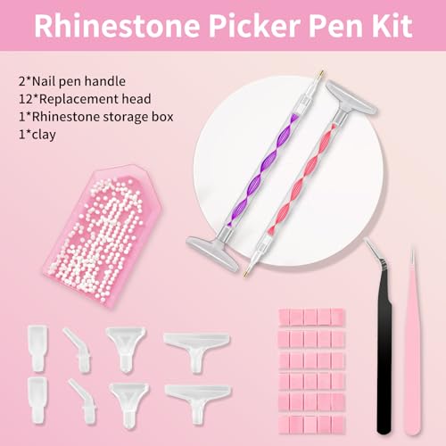 Rhinestone Art Tool Kit - 2 Wax Pens, 12 Tips & 2 Tweezers