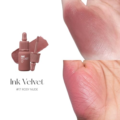 Peripera Ink the Velvet Lip Tint - High Pigment Color, Longwear, Weightless, Gluten-Free, Paraben-Free (017 ROSY NUDE)