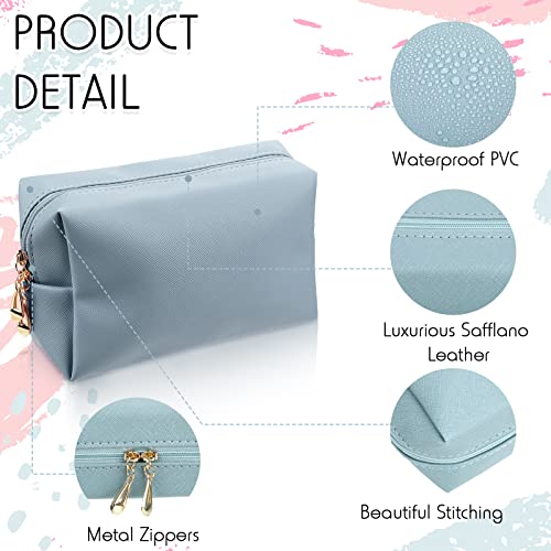 Jexine 9 Pcs Makeup Bag Leather Zipper Cosmetic Bag Preppy Water Resistant Versatile Makeup Pouch Travel Cosmetic Organizer Portable Toiletry Pouch Daily Beauty Storage for Women Girls Gift