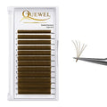 QUEWEL Brown Volume Lash Extensions 0.07 D Curl 9-16mm Mix