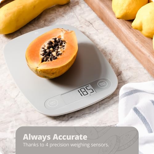 Greater Goods Digital Kitchen Scale - Cooking, Baking, Meal and Food Prep Scale, Weighs in Grams, Pounds and Ounces, Gray