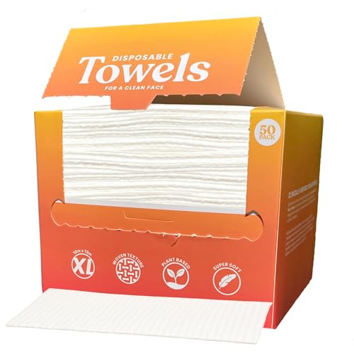 Vacation Club XL Biodegradable Face Towels (50 Count) ? Plant-Based Disposable Facial Wipes for Cleansing, Makeup Removal & Skincare ? Textured, Soft & Eco-Friendly