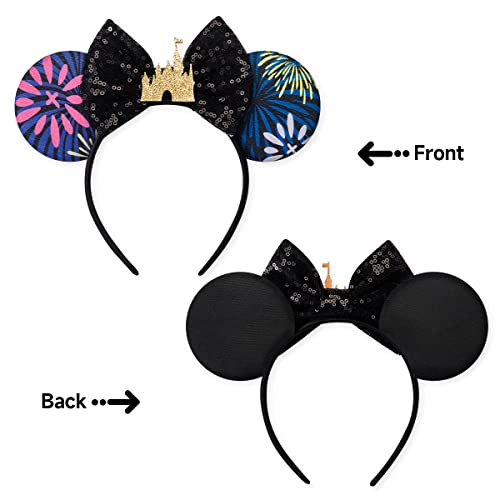 RAZKO Mouse Ears Headband with Sequin Bow