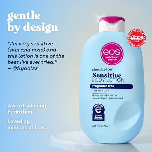 EOS Sensitive Skin Fragrance-Free Body Lotion 16 fl oz (Pack of 1) - 48HR Hydration