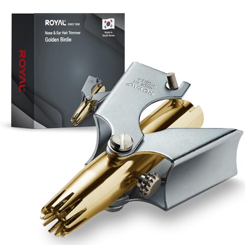 ROYAL Gold Manual Nose Hair Trimmer for Men - Battery-Free, Water-Resistant ET-4 Series (12 Dual Blades) Made in Korea