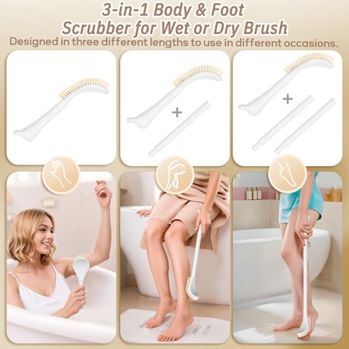 Adjustable Foot Brush with 3-in-1 Handle for Seniors & Disabled