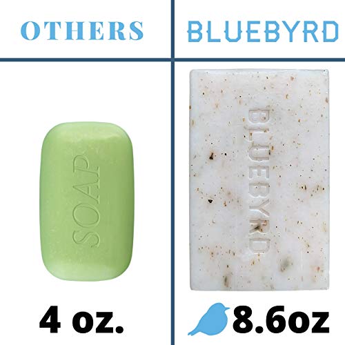 BLUEBYRD Soap Co. 5-Pack Variety Set Exfoliating Essential Oil Soap Bars | 100% Vegan Natural Bar Soap Gift | Cucumber Mint, Goat Milk Jojoba Oil, Lavender Thyme, Orange Clove, Seaweed Eucalyptus(SET)