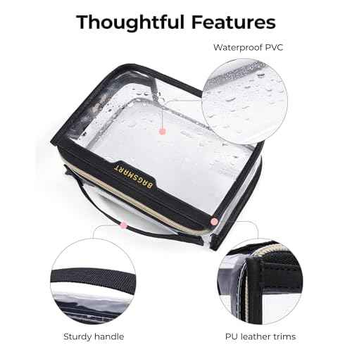 BAGSMART TSA Approved Toiletry Bag, Clear Travel Toiletry Bag, Makeup Cosmetic Pouch Bag for Women Quart Size Compliant Bag Organizer for Travel Essentials (Grey Pack of 1)