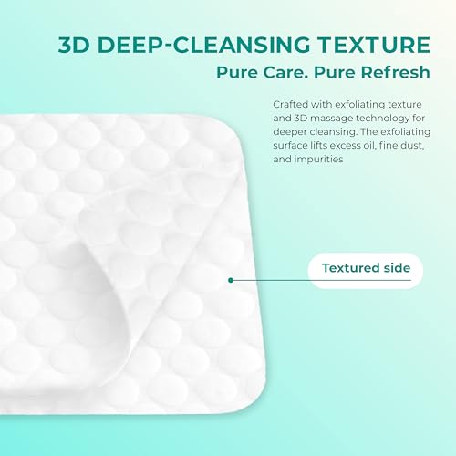 Deep Clean Cotton Pads for Face, Textured Woven Cotton Rounds, Thick & Tear-Resistant, Low Lint Makeup Remover Pads for Toner & Cleansing (Combo 2-1,000 Counts)