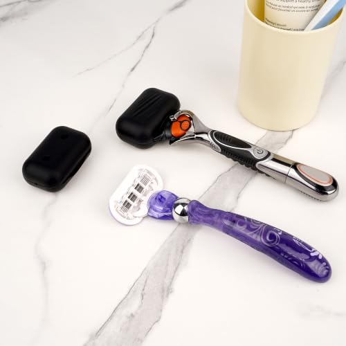 2-Pack Silicone Razor Covers with Drain – Travel Shaver Holder