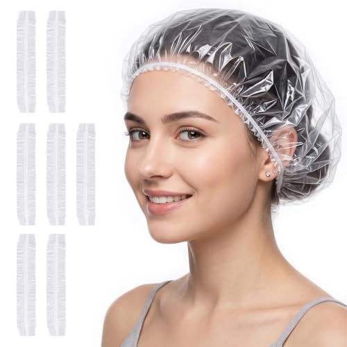 150 Pack Disposable Shower Caps - Waterproof Clear Elastic