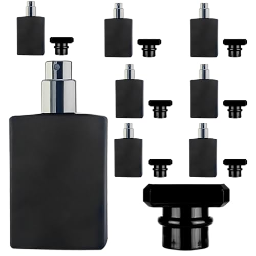 8 Pcs 30ml Perfume Bottles Empty Atomizer,Perfume Spray Bottle,Fine Mist Spray Bottles Composed of a Glass Bottle, a Black Acrylic Cap, And a Silver Sprayer (Black)