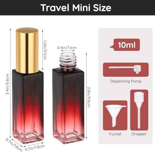 Segbeauty 0.34oz Empty Travel Perfume Atomizer Refillable, 5 Pack Mini Glass Perfume Spray Bottles, 10ml Portable Travel Cologne Spray Bottles, Small Cologne Atomizers with Clear Transfer Tool Set
