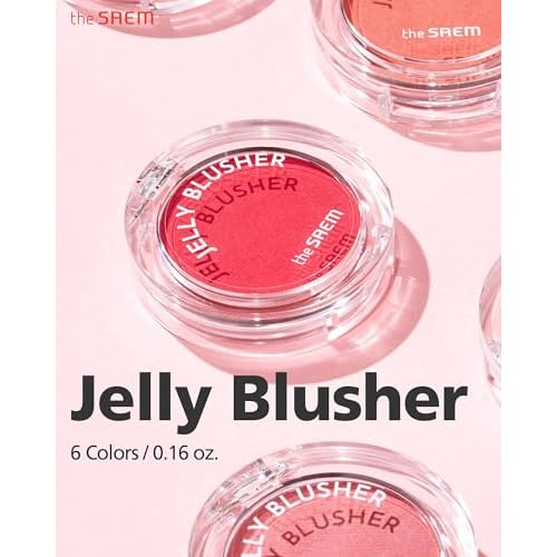 THESAEM Jelly Blusher - PK01 Sweet Petal Daily Muted Pink - Korean Watercolor Blush Cushion Velvet Finish - Long-Lasting Vibrant Cheek Color with Smooth Blending Formula, 0.21oz