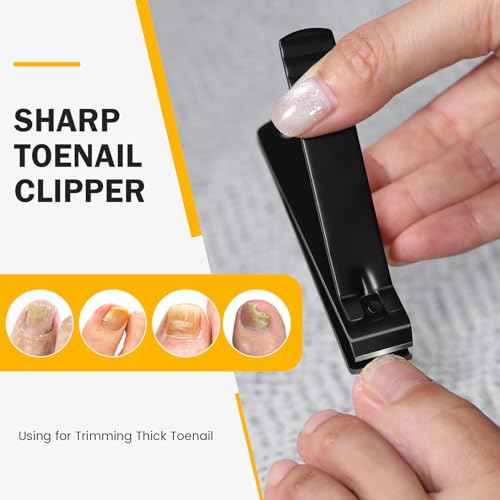BEZOX Large Toe Nail Clippers for Thick Nails - Straight Edge Nails Clipper for Men, Toenails Clipper for Seniors, Heavy Duty Stainless Steel Fingernail Clippers for Women, Thick Toenails Tool - Black