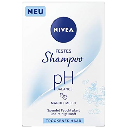 NIVEA Solid Shampoo Bar for Dry Hair, pH Balance Formula with Almond Milk, Vegan, 2.65 oz, 25-30 Washes