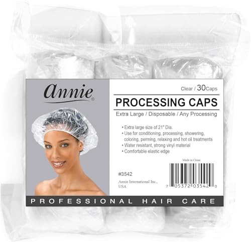 ANNIE Extra Large Processing Caps 21" Clear Disposable Hair Caps 30-Count