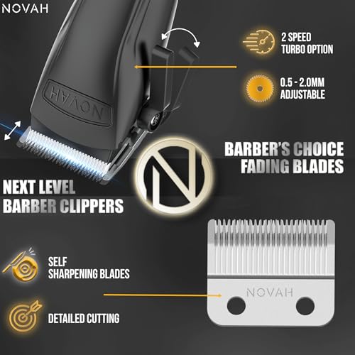 Novah Professional Cordless Hair Clippers for Men | Barber Kit