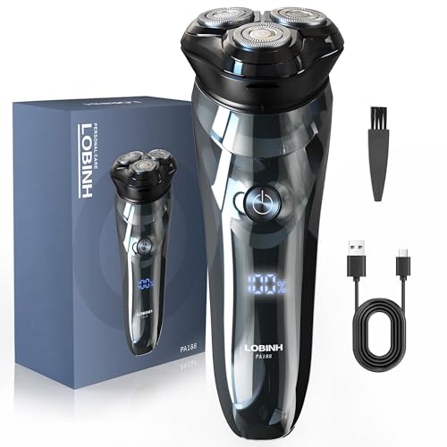 Electric Shaver for Men, 100% Washable Rechargeable Waterproof Electric Razor Wet & Dry Shaving with Pop-up Trimmer, 1 Hour Fast Charging, 4D Floating Head, LCD Power Indicator