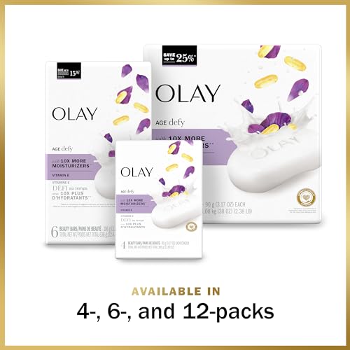 Olay Age Defying Bar Soap with Vitamin E and Vitamin B3 Complex Beauty Bars 3.75 oz (6 Count)