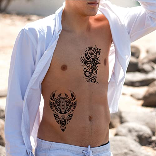 Tribal Totem Temporary Tattoo for Men - 8 Sheet Set