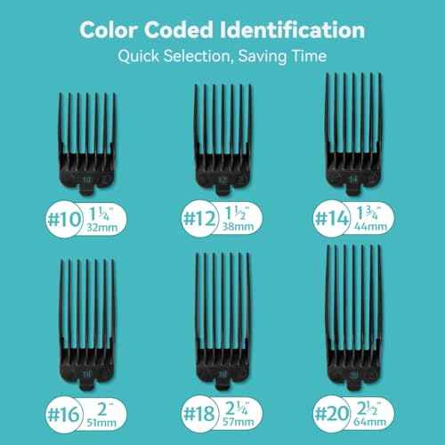 Clipper Guards Set 10 12 14 16 18 20 Compatible with Most Wahl Clippers, Clipper Guides Replacement - 1.25" to 2.5", 6 Piece Set, Black Color