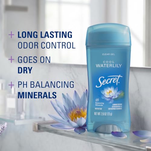 Antiperspirant Deodorant for Women - 72HR Odor Protection, Clear Gel, Cool Waterlily Scent, 2.6 oz (Pack of 3)