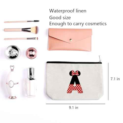 Cute Cartoon Mouse Gifts Initial A-Z Personalized Makeup Bag Monogrammed Cosmetic Bags Magic Mouse Stuff Funny Mouse Themed Gifts Mouse Lover Gifts Wizard Gifts Birthday Gifts for Women Girls (A)