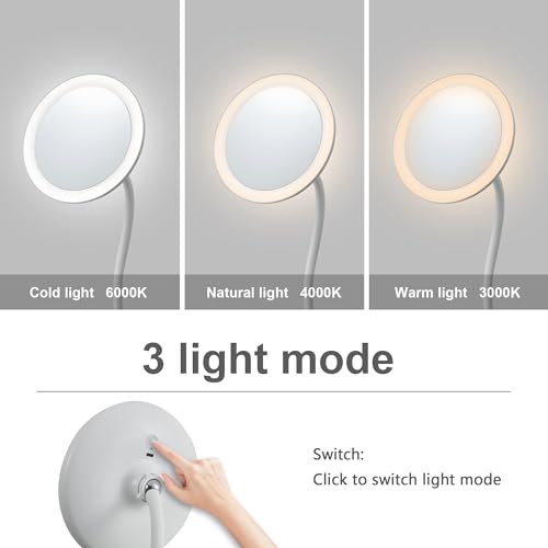 6.5" LED Makeup Mirror 5X Magnifying with Gooseneck Clip