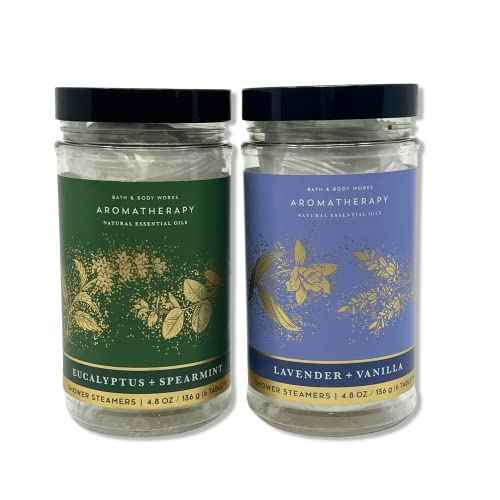 Bath & Body Works - Aromatherapy - Shower Steamers, 6 Tablets Each - 2 Pack Bundle - Lavender Vanilla and Eucalyptus Spearmint