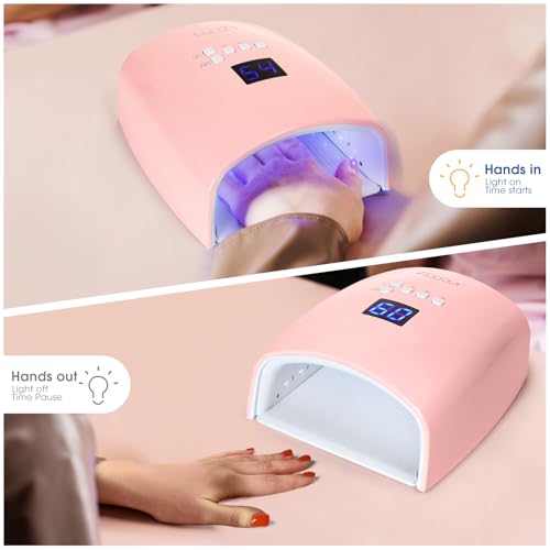 Cordless Nail Lamp, 48W Rechargeable Wireless UV Led Nail Lamp UV Gel Nail Light Nail Dryer with Auto Sensor, Professional Quick Dry Nail Curing Lamp for Salon & Home
