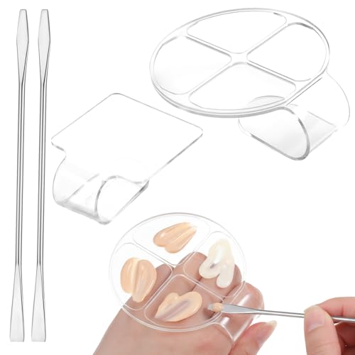2-Piece Clear Acrylic Makeup Palette Set with Mixing Sticks