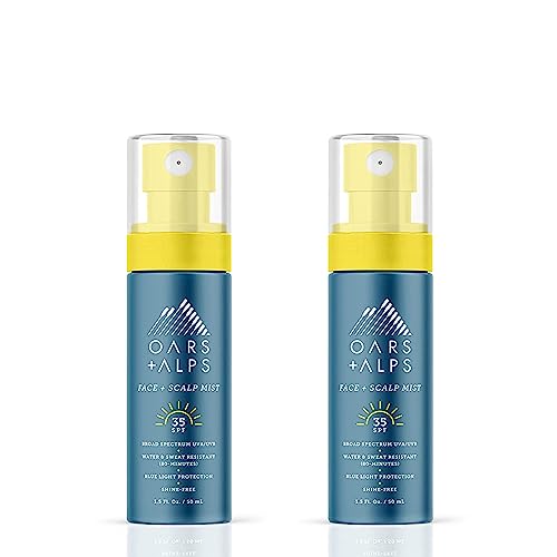 Oars + Alps Face and Scalp Mist SPF 35 Sunscreen, Protects from Blue Light, Summer Splash Scent, Water and Sweat Resistant, 1.5 Fl Oz, 2 Pack