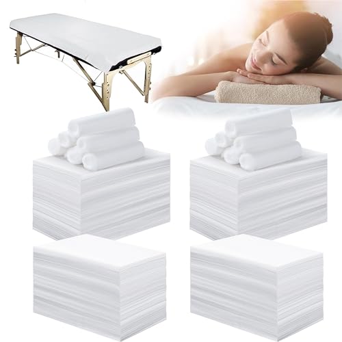 White Disposable Massage Bed Sheets 400 Pcs 31x71 Inches for Spa, Beauty & Tattoo