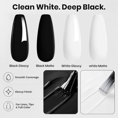 Beetles Black & White Gel Polish Set - 2 Pcs 15ml Soak Off LED Nail Art Kit