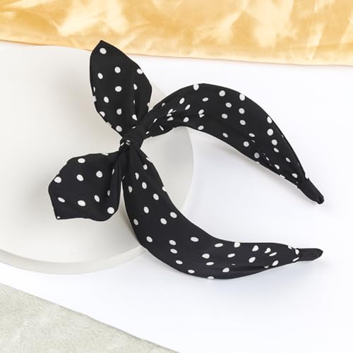 Women & Girls Polka Dot Bow Headbands Non-Slip Retro Hair Accessories