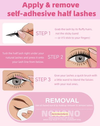 Self-Adhesive Half Lashes Cat Eye Wispy 5 Pair Set