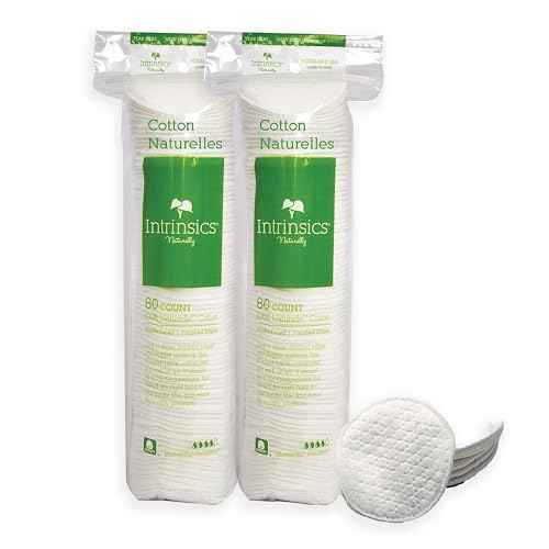 Intrinsics Cotton Naturelles (160 Count) - 2¡± Medium-High Absorbency Cotton Rounds, Lint-Free Hypoallergenic Cotton Pads, for Makeup Removal, Cleansing & Cosmetic Application