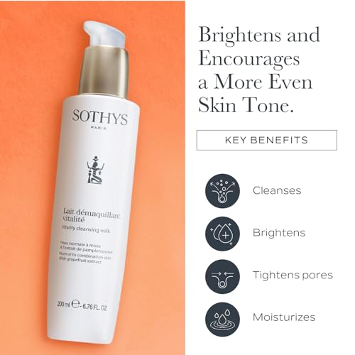 SOTHYS Vitality Cleansing Milk | Refreshing Daily Face Cleanser | Hydrating Grapefruit Extract for Normal or Combination Skin