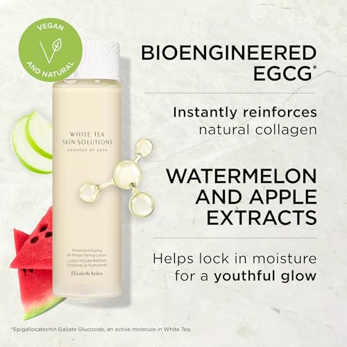 Elizabeth Arden White Tea Skin Solutions Moisture Infusing Bi-Phase Toning Lotion, Hydrating Face Toner, Alcohol-Free & Vegan, 6.76 fl oz (Pack of 1)