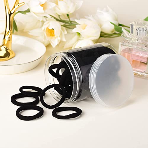 iFwevs 50PCS Black Cotton Seamless Ponytail Holders for Thick & Curly Hair - No Damage Elastics, Hair Bands for Women & Men - Variation: A-black