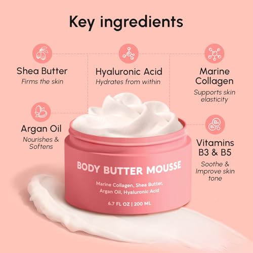 MAREE Shea Butter Body Butter Mousse 10 Fl Oz - Light & Hydrating Firming Cream